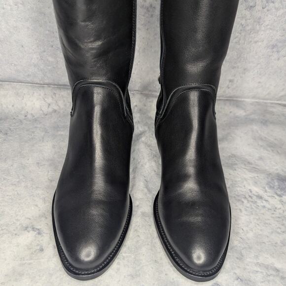 Aquatalia Black Leather Nerina Knee High Tall Riding Boot in Black, Size 6.5 - Picture 7 of 14